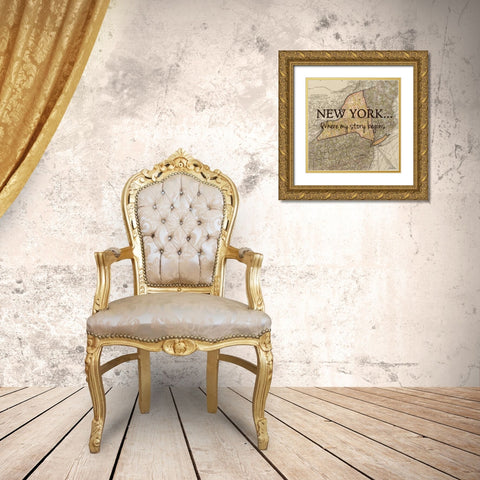 New York Story Gold Ornate Wood Framed Art Print with Double Matting by Carlson, Tina
