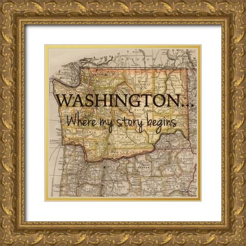Story Washington Gold Ornate Wood Framed Art Print with Double Matting by Carlson, Tina
