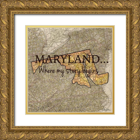 Story Maryland Gold Ornate Wood Framed Art Print with Double Matting by Carlson, Tina