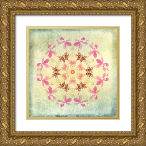 Orchid Circle 1 Gold Ornate Wood Framed Art Print with Double Matting by Carlson, Tina