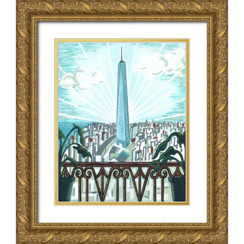 New York View 2 Gold Ornate Wood Framed Art Print with Double Matting by Reaves, Thom