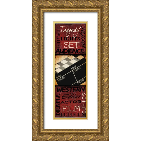LIGHTS  CAMERA  ACTION B Gold Ornate Wood Framed Art Print with Double Matting by Greene, Taylor