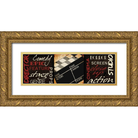 LIGHTS CAMERA ACTION D Gold Ornate Wood Framed Art Print with Double Matting by Greene, Taylor