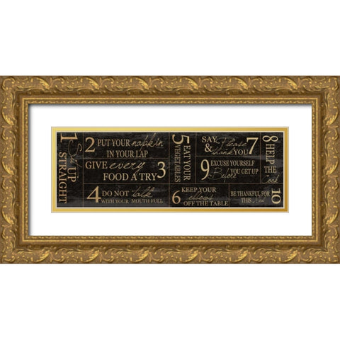 KITCHEN RULES Gold Ornate Wood Framed Art Print with Double Matting by Greene, Taylor