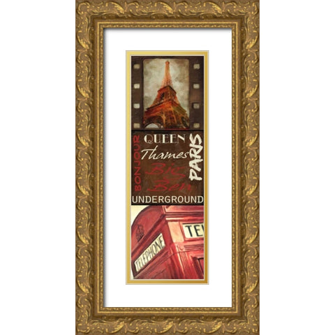 Travel 9 Patch A Gold Ornate Wood Framed Art Print with Double Matting by Greene, Taylor