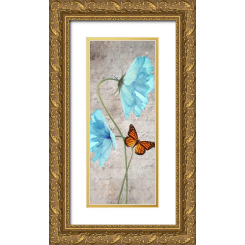 Blue Floral Panel B Gold Ornate Wood Framed Art Print with Double Matting by Greene, Taylor