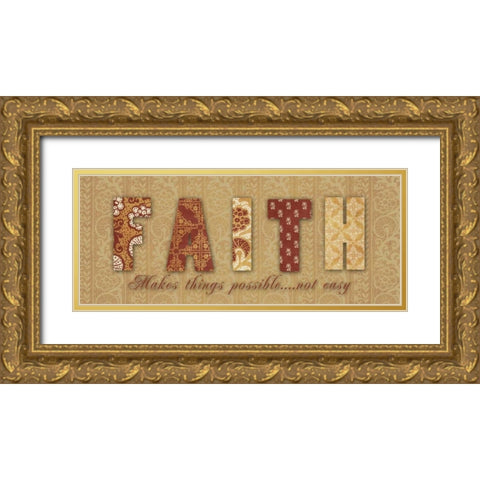 FAITH Gold Ornate Wood Framed Art Print with Double Matting by Greene, Taylor