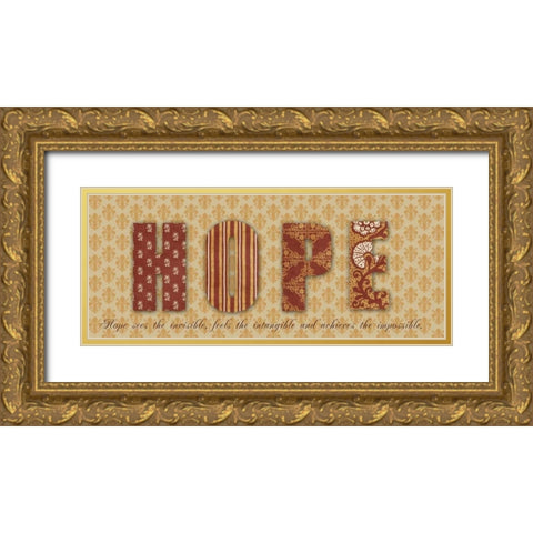 HOPE Gold Ornate Wood Framed Art Print with Double Matting by Greene, Taylor