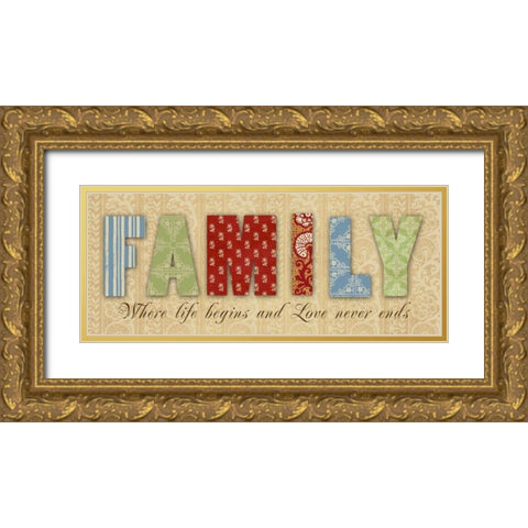 Family  Bright Gold Ornate Wood Framed Art Print with Double Matting by Greene, Taylor