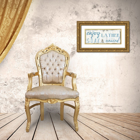 ENJOY LATHER SOAK Gold Ornate Wood Framed Art Print with Double Matting by Greene, Taylor