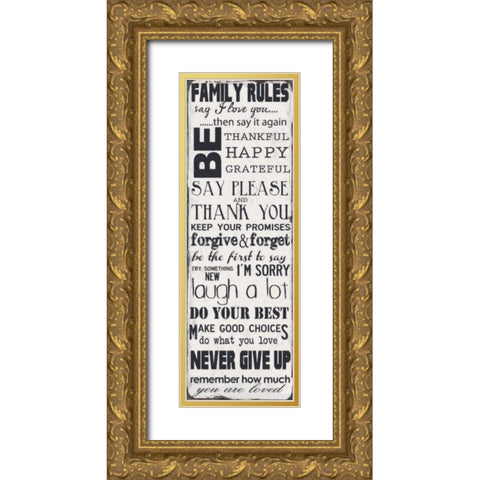 FAMILY RULES Gold Ornate Wood Framed Art Print with Double Matting by Greene, Taylor