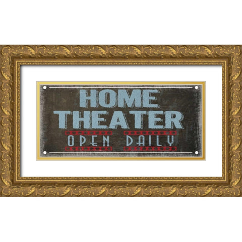 HOME THEATRE Gold Ornate Wood Framed Art Print with Double Matting by Greene, Taylor