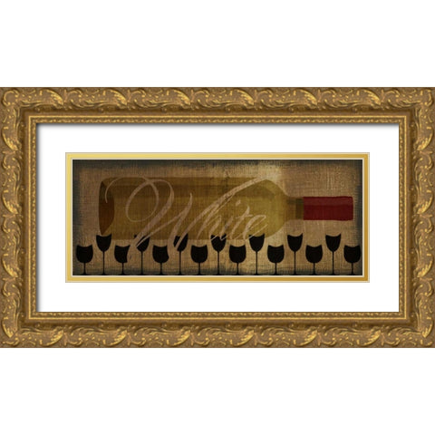WHITE WINE HORIZONTAL Gold Ornate Wood Framed Art Print with Double Matting by Greene, Taylor