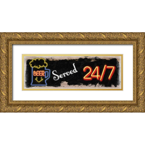 BEER 24 7 Gold Ornate Wood Framed Art Print with Double Matting by Greene, Taylor