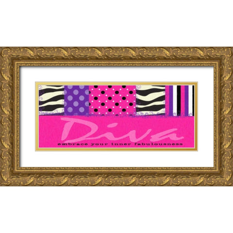 Diva Gold Ornate Wood Framed Art Print with Double Matting by Greene, Taylor