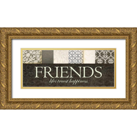 Friends Happiness Gold Ornate Wood Framed Art Print with Double Matting by Greene, Taylor