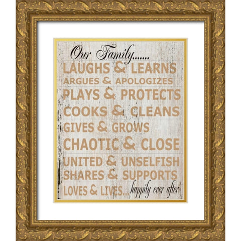 OUR Family Gold Ornate Wood Framed Art Print with Double Matting by Greene, Taylor