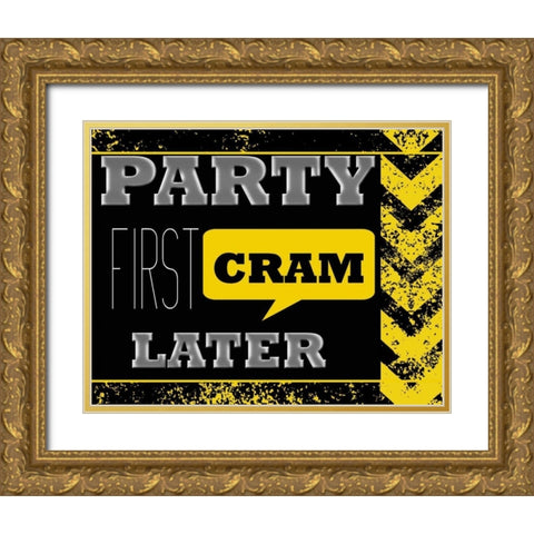 PARTY FIRST Gold Ornate Wood Framed Art Print with Double Matting by Greene, Taylor