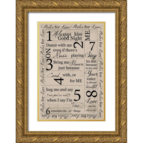 Rules for Love Border Gold Ornate Wood Framed Art Print with Double Matting by Greene, Taylor