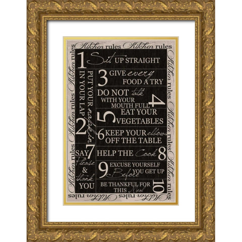 Kitchen Rules Border Gold Ornate Wood Framed Art Print with Double Matting by Greene, Taylor