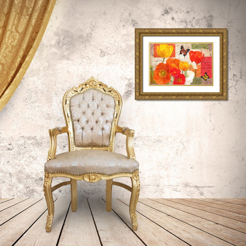 INSPIRE DREAM LOVE POPPIES Gold Ornate Wood Framed Art Print with Double Matting by Greene, Taylor