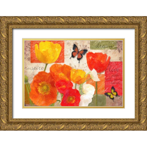 INSPIRE DREAM LOVE POPPIES Gold Ornate Wood Framed Art Print with Double Matting by Greene, Taylor