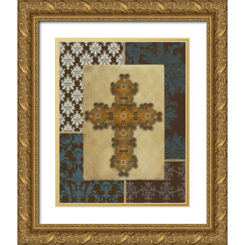 DECORATIVE CROSS Gold Ornate Wood Framed Art Print with Double Matting by Greene, Taylor