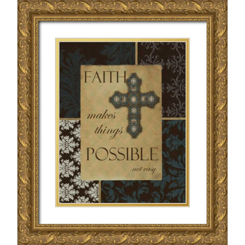 FAITH Gold Ornate Wood Framed Art Print with Double Matting by Greene, Taylor