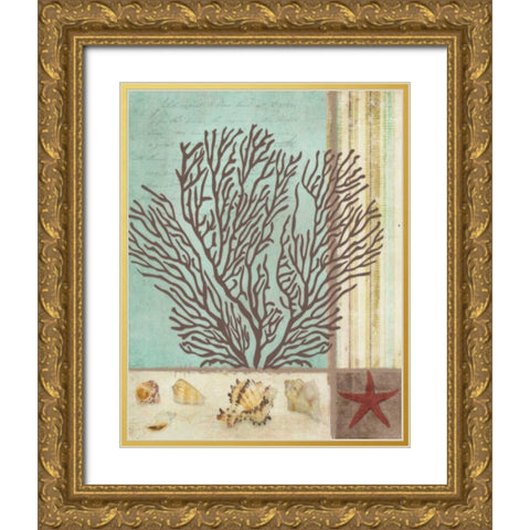 CORAL DECOUPAGE II Gold Ornate Wood Framed Art Print with Double Matting by Greene, Taylor