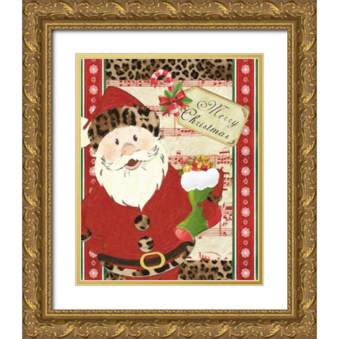 CHEETAH SANTA Gold Ornate Wood Framed Art Print with Double Matting by Greene, Taylor