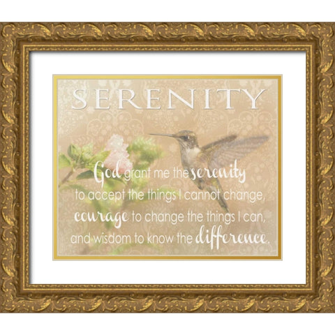 SERENITY HUMMINGBIRD Gold Ornate Wood Framed Art Print with Double Matting by Greene, Taylor
