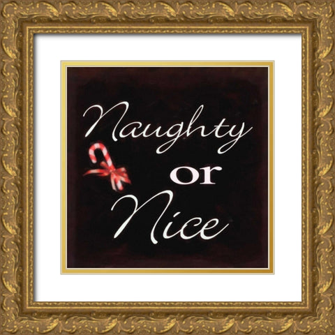 Naughty Or Nice Gold Ornate Wood Framed Art Print with Double Matting by Greene, Taylor