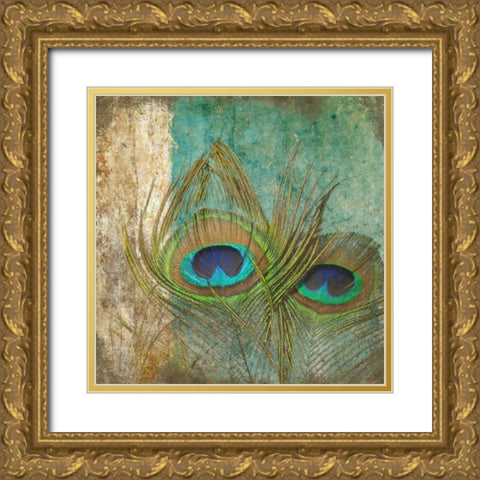 Peacock 1 Gold Ornate Wood Framed Art Print with Double Matting by Greene, Taylor