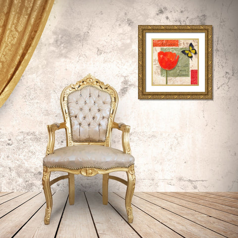 Believe Poppy Gold Ornate Wood Framed Art Print with Double Matting by Greene, Taylor