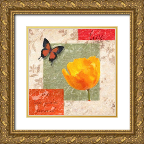 Live Poppy Gold Ornate Wood Framed Art Print with Double Matting by Greene, Taylor