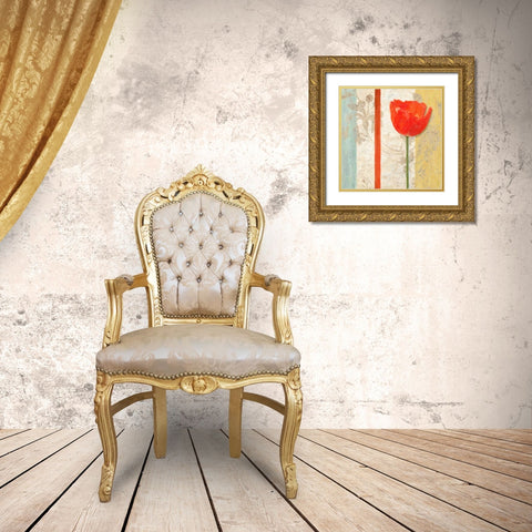 Poppy Silhouette I Gold Ornate Wood Framed Art Print with Double Matting by Greene, Taylor