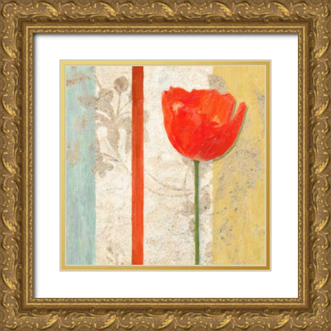 Poppy Silhouette I Gold Ornate Wood Framed Art Print with Double Matting by Greene, Taylor