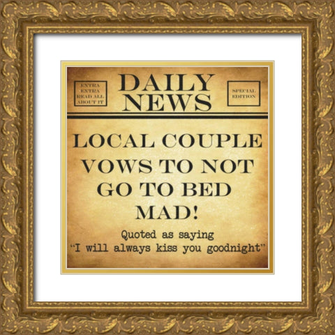 DAILY NEWS ALWAYS KISS Gold Ornate Wood Framed Art Print with Double Matting by Greene, Taylor