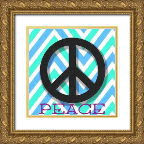 CHEVRON PEACE 2 Gold Ornate Wood Framed Art Print with Double Matting by Greene, Taylor