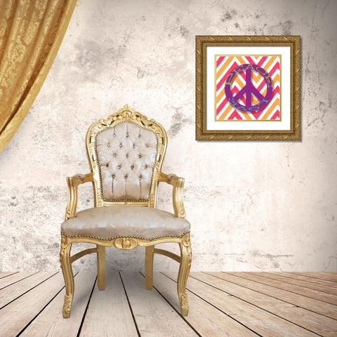 CHEVRON PEACE Gold Ornate Wood Framed Art Print with Double Matting by Greene, Taylor