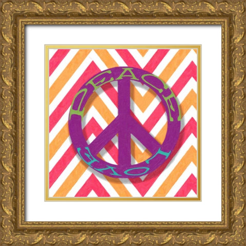 CHEVRON PEACE Gold Ornate Wood Framed Art Print with Double Matting by Greene, Taylor