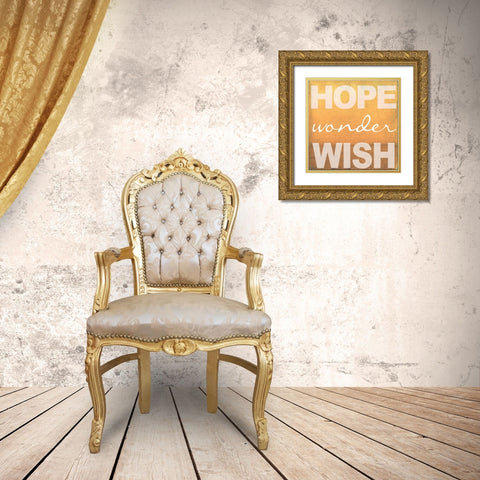Hope Wonder Wish Orange Gold Ornate Wood Framed Art Print with Double Matting by Greene, Taylor