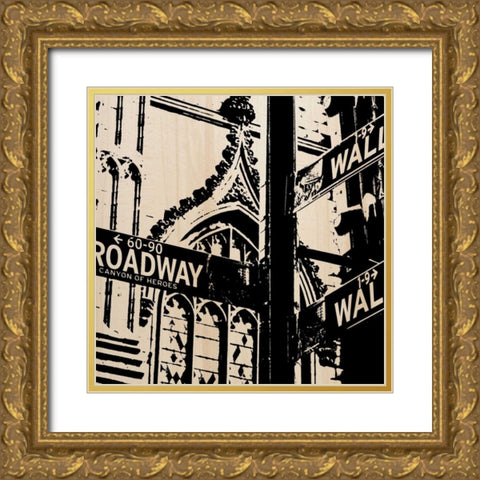 NYC Gold Ornate Wood Framed Art Print with Double Matting by Greene, Taylor