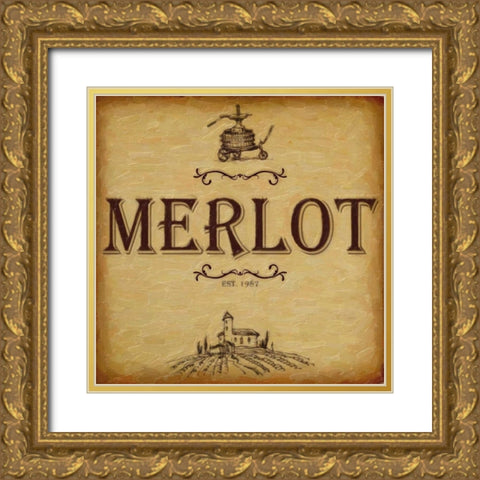 MERLOT Gold Ornate Wood Framed Art Print with Double Matting by Greene, Taylor