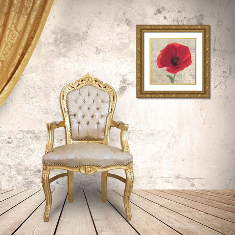 RED POPPY I Gold Ornate Wood Framed Art Print with Double Matting by Greene, Taylor