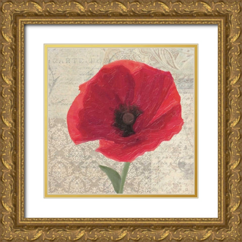 RED POPPY I Gold Ornate Wood Framed Art Print with Double Matting by Greene, Taylor