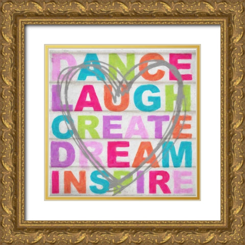 Dance Laugh Gold Ornate Wood Framed Art Print with Double Matting by Greene, Taylor