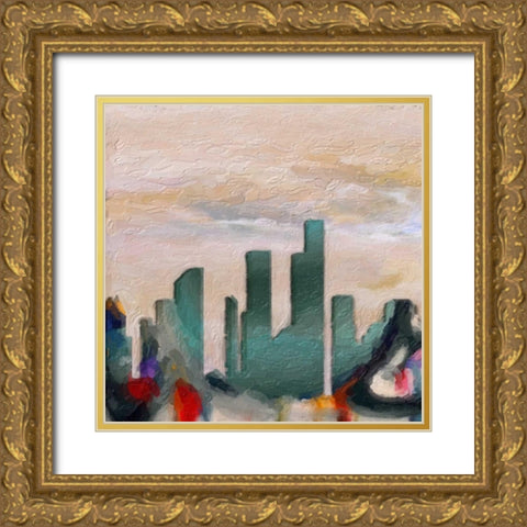 Abstract Skyline 1 Gold Ornate Wood Framed Art Print with Double Matting by Greene, Taylor