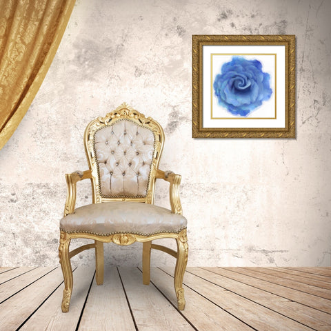 Blue Rose Gold Ornate Wood Framed Art Print with Double Matting by Greene, Taylor