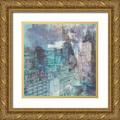 City Madness II Gold Ornate Wood Framed Art Print with Double Matting by Greene, Taylor